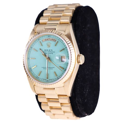 gold rolex tiffany blue dial